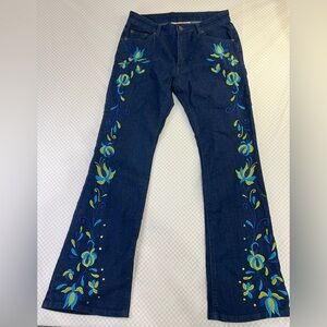 Vintage Anthony Y2K Embroidered Floral Flare Jeans Mid Rise Size 6P NWOT RARE